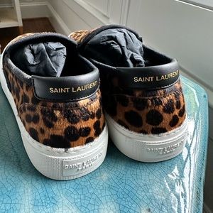 YSL Venice Leopard Calf Hair Slip Ons NWOB